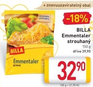 Sýr Ementál strouhaný Billa