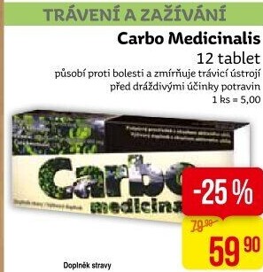 Tablety aktivní uhlí Carbo Medicinalis