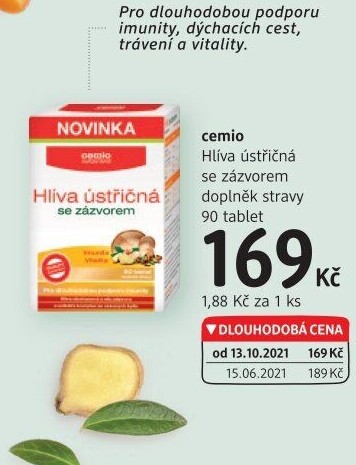 Doplněk stravy hlíva ústřičná se zázvorem Cemio