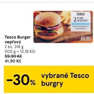 Burger vepřový Tesco