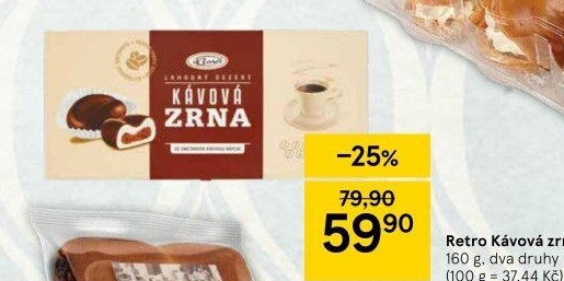 Kávová zrna Klasa Pekárny a cukrárny Klatovy