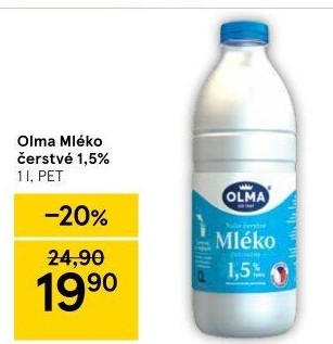 Mléko čerstvé Olma - 1,5% polotučné