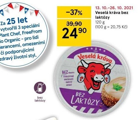 Sýr tavený bez laktózy Veselá kráva