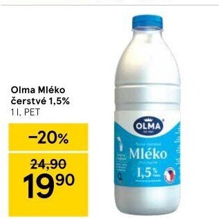 Mléko čerstvé Olma - 1,5% polotučné