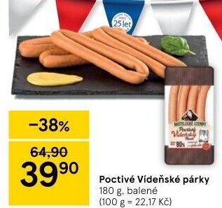 Párky vídeňské poctivé Kostelecké uzeniny