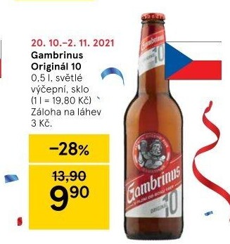 Pivo světlé výčepní Originál 10° Gambrinus