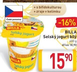 Bílý jogurt selský Billa