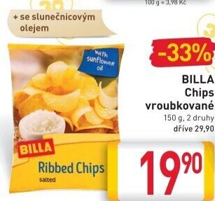 Chipsy vroubkované Billa
