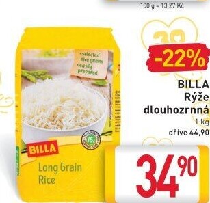 Rýže dlouhozrnná Billa