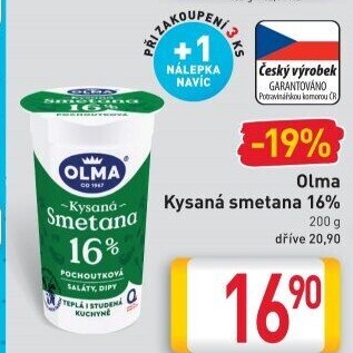Smetana zakysaná Olma 16%