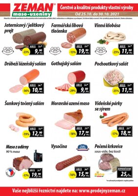 akční leták ZEMAN maso - uzeniny 25.10.2021-30.10.2021