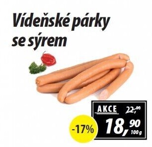 Párky vídeňské se sýrem