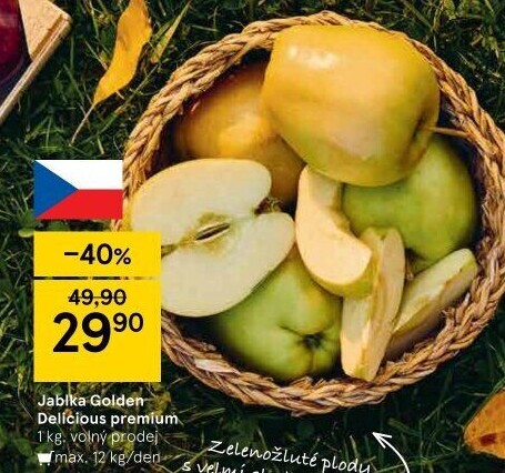 Jablka Golden Delicious premium