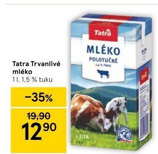 Mléko trvanlivé Tatra - 1,5% polotučné