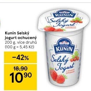 Ochucený jogurt selský Kunín