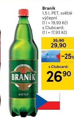 Pivo světlé výčepní 10° Braník