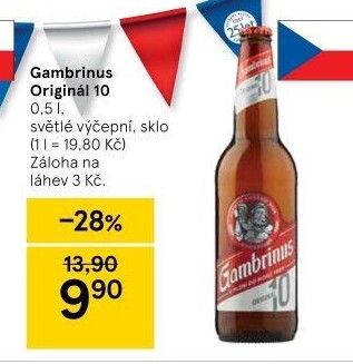 Pivo světlé výčepní Originál 10° Gambrinus
