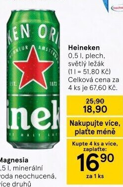 Pivo světlý ležák Heineken