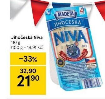 Sýr Niva Jihočeská 50% Madeta
