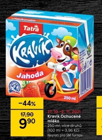 Nápoj mléko ochucené Kravík Tatra