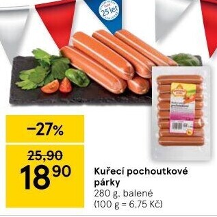 Párky kuřecí pochoutkové Vodňanské kuře