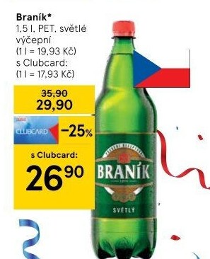 Pivo světlé výčepní 10° Braník