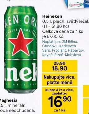 Pivo světlý ležák Heineken