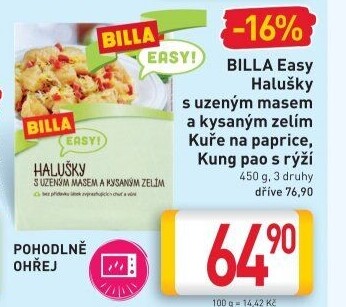Halušky s uzeným masem a kysaným zelím Easy Billa
