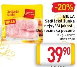 Šunka sedlácká nejvyšší jakosti Billa