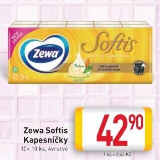Kapesníčky papírové 4vrstvé Softis Zewa