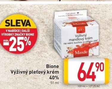 Krém pleťový výživný Bione Cosmetics