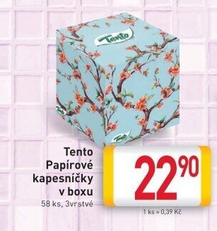 Papírové kapesníčky 3vrstvé Tento - box