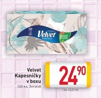 Papírové kapesníčky 3vrstvé Velvet - box