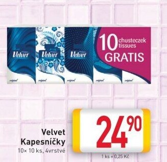 Papírové kapesníčky 4vrstvé Velvet