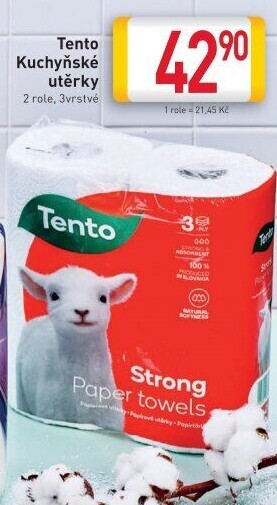 Utěrky kuchyňské 3vrstvé Strong Tento