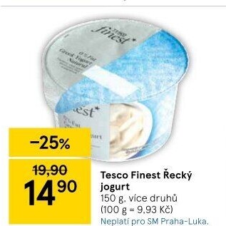 Bílý jogurt řecký 0% Tesco Finest