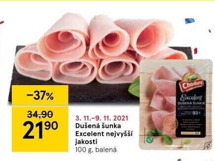 Dušená šunka nejvyšší jakosti Excelent Beskydské uzeniny Chodura