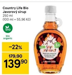 Javorový sirup bio Country Life
