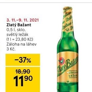 Pivo světlý ležák 12° Zlatý Bažant
