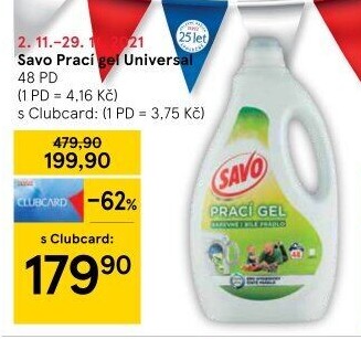 Prací gel bez chloru Savo