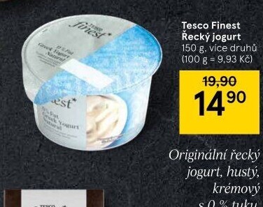 Bílý jogurt řecký 0% Tesco Finest