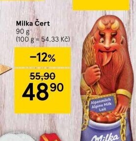 Čokoládový čert Milka