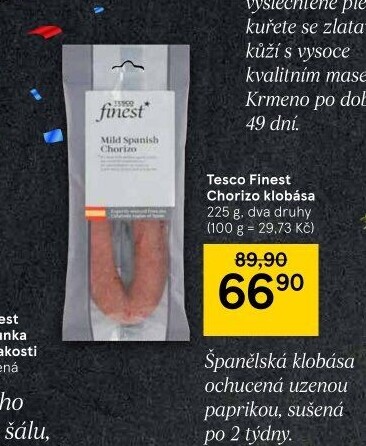 Klobása Chorizo Tesco Finest