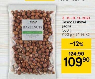 Lískové ořechy Tesco