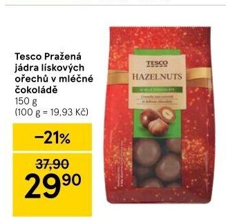 Lískové ořechy v čokoládě Tesco