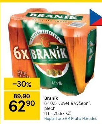 Pivo světlé výčepní 10° Braník