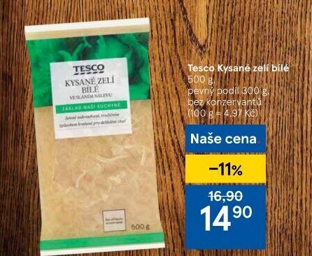 Zelí bílé kysané Tesco