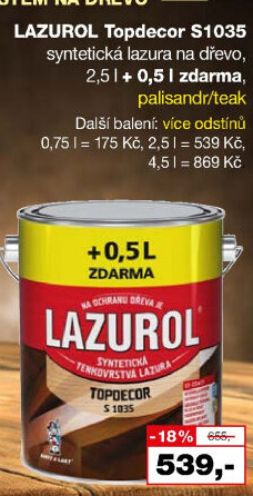 Lazura na dřevo Topdecor Lazurol