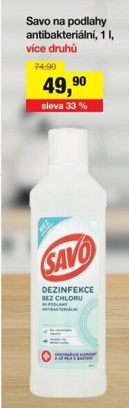 Čistič na podlahy dezinfekce bez chloru Savo
