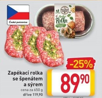 Rolka se špenátem a sýrem Snadné vaření Kostelecké uzeniny